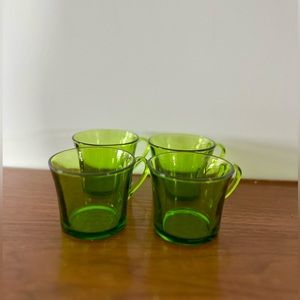 Vintage Green Duralex Tea/Coffee Cups (Set of 4)
